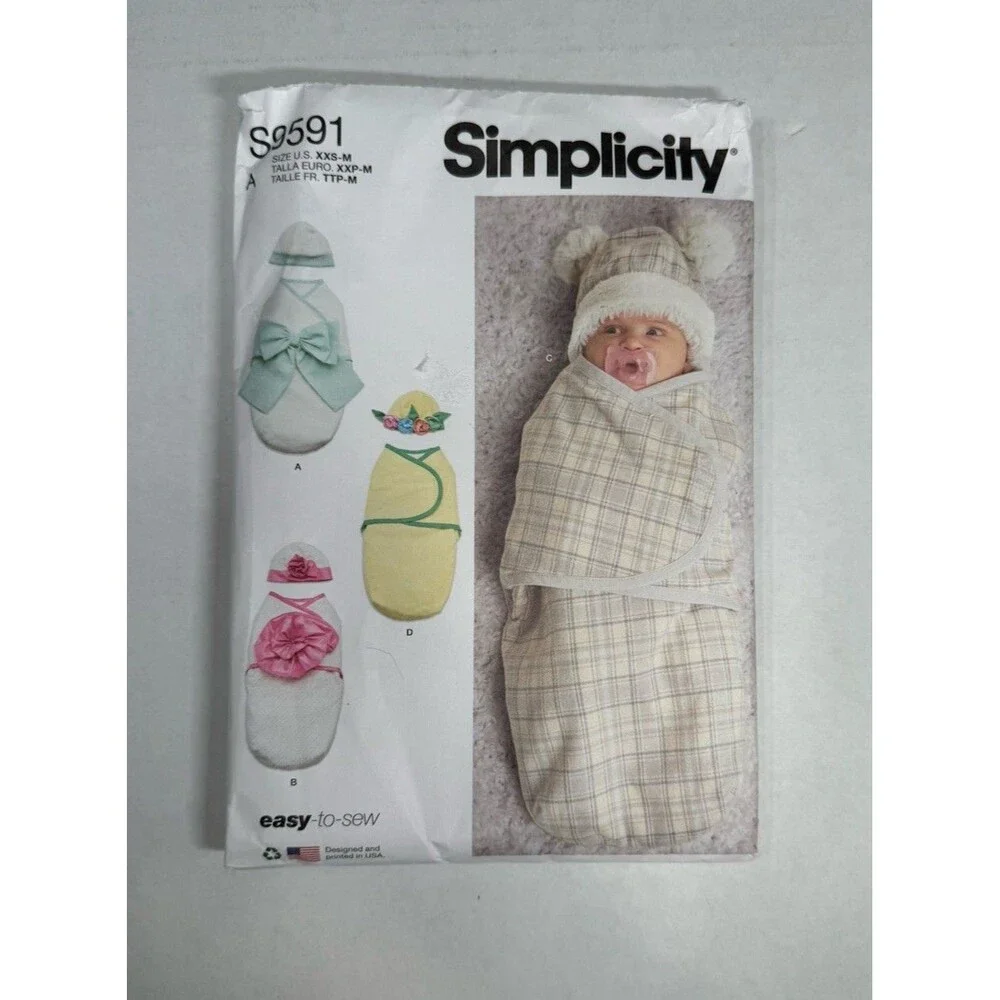 Simplicity S9591 Easy-to-Sew Infant Bunting & Hat Pattern Sizes XXS-M